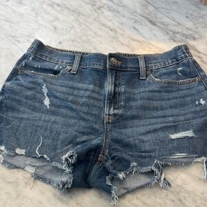 Aerie Blue Distressed Jean Shorts